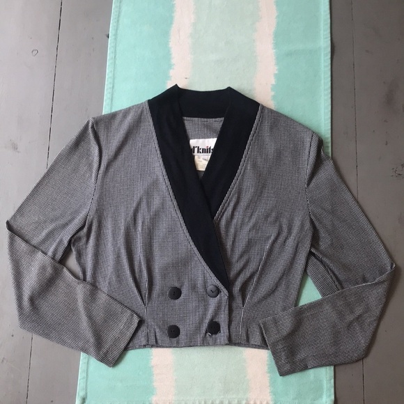 Vintage d’knits, Double Breasted Long Sleeve Cropped Blazer Jacket - Picture 7 of 13